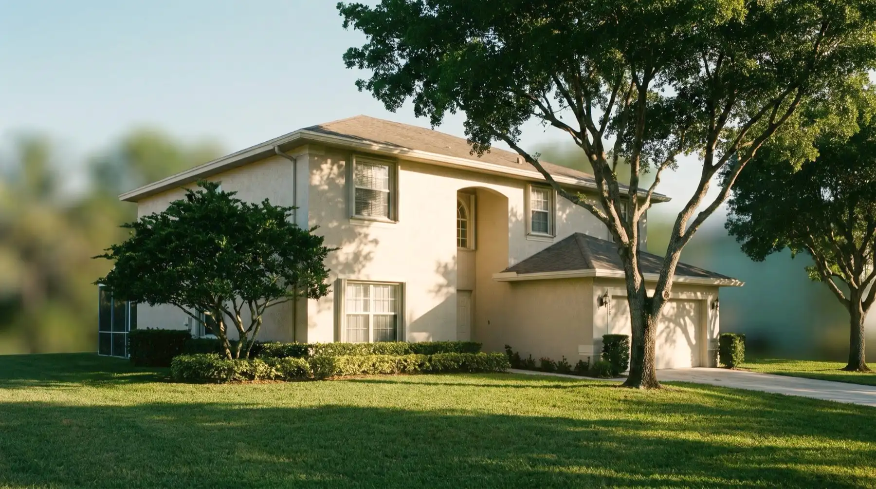Illustrative image: A 1980s two-story Coral Springs home with mature trees