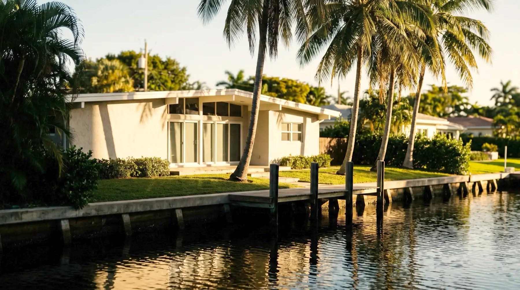 Illustrative image: A mid-century Fort Lauderdale home on a canal (no yacht)